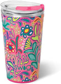 Swig Life 24oz Insulated Party Cup with EZ Slider Lid, Flora Rosa by SwigLife