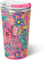 Swig Life 24oz Insulated Party Cup with EZ Slider Lid, Flora Rosa by SwigLife