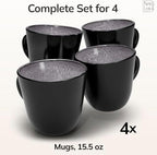 Large Stoneware Coffee Mugs Set of 4, 15.6 oz Coffee Cups with Reactive Glaze, Lead-Free, Dishwasher & Microwave Safe, Stain Resistant for Cocoa, Latte, Cappuccino & Tea, Dark Gray - Image 3
