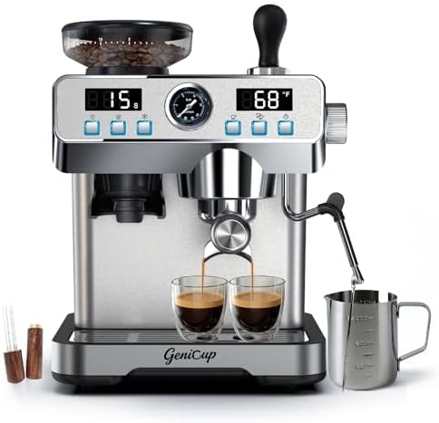 Espresso Machine with Grinder 20 Bar with 68oz Water Tank Cold Brew by GeniCup
