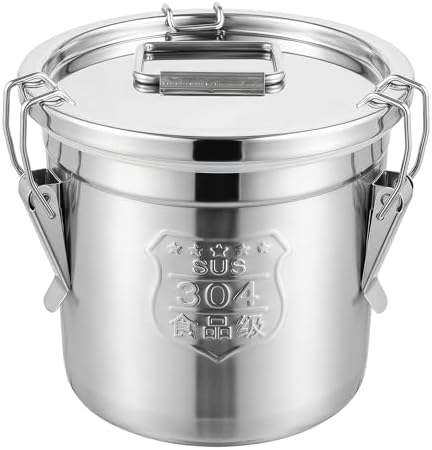 1.61Gal 304 Stainless Steel Airtight Canister,Metal Bucket Large Stainless Steel Canisters - Locking Clamp & Airtight Lids - Dog Food/Bird Seed/Coffee Storage Container by YPCDTL01