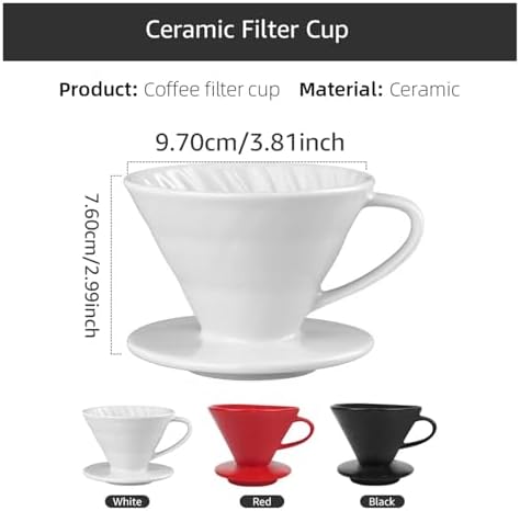 Coffee Filter Cup Holder Reusable Portafilter Dripper Funnel Ceramic Accesorios Cafe Coffeeware(White) - Image 5