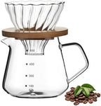 1PCS Hand Brewed Coffee Maker Filter, Borosilicate Glass Coffee Server with 1pcs Filter Cup & 1pcs Bamboo Holder for Brewing Coffee, Milk, Tea, Household Coffee (600ml / 20 OZ) by Unknown