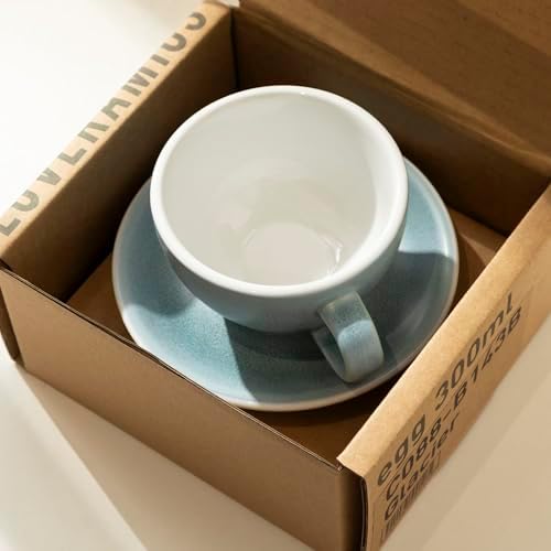 Loveramics Matt Cappuccino Cup, 10 oz Ceramic Latte Art Mug with Saucer, Thick-walled stoneware cup Set, Barista Latte Cup Set for Latte, Cappuccino, Tea - Mineral Colors (Glacier, 10OZ) - Image 3