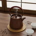 Amagogo Copper Kettle Tea Pot Teapot Water Boiler Hammered Copper Detailing Handcrafted Texture Compact Handle suitable for daily guest sharing countertop decor, Copper, Natural Copper - Image 7