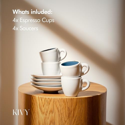 KIVY Espresso Cups Set 4x 3oz - Thick Walled Stoneware - Dishwasher Safe - Image 5
