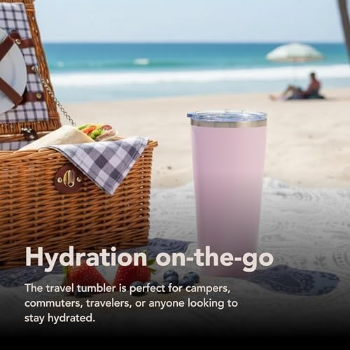 Corkcicle Insulated Tumbler with Sliding Lid, 24 oz, Powder Puff - Image 6