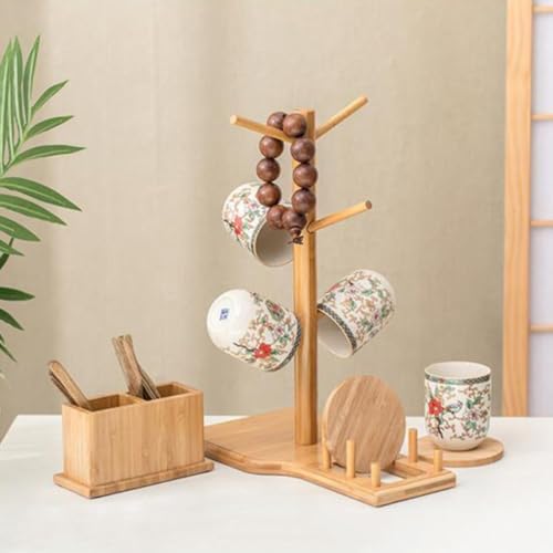 Xmas Bamboo Coffee Cup Holder Set for Home Table Centerpiece - Image 7