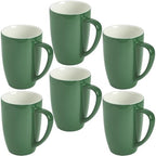 homEdge Porcelain Mug Set, 16 Ounces Cup for Tea, Latte, Mocha, Hot Chocolate, Set of 6, Green by homEdge