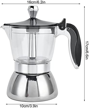 Stovetop Espresso Maker, Stovetop Espresso Moka Pot, 4 Espresso Cup Moka Pot with Transparent Design Stovetop Coffee Maker for Cappuccino Milk - Image 3