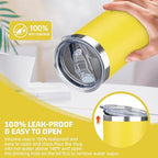20 oz Tumbler with Lids and Straws, Stainless Steel Insulated Travel Coffee Mug, Double Wall Vacuum Insulated Tumblers, Powder Coated Coffee Tumbler for Cold & Hot Drinks (Yellow, 4 Pack) - Image 5