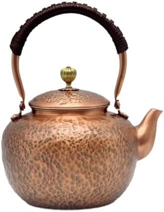 50.7oz Elegant Chinese Style Copper Tea Kettle For Stovetop, Non-Coating Pure Copper Teapot with Stainless Steel Infuser For Loose Tea, Large and Solid Tea Pot(1500ml) by YJX