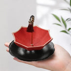 Porcelain Rotating Umbrella Tea Strainer - Ceramic Loose Leaf Filter (Red - Image 7