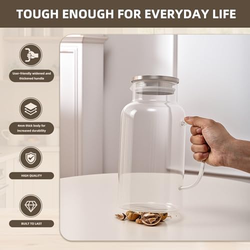 1 Gallon/3.8L Glass Pitcher with Lid and Spout, Borosilicate Glass - Image 5