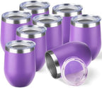 StarSpeed 12oz/8 Pack Insulated Wine Tumbler with Lid,Purple by StarSpeed