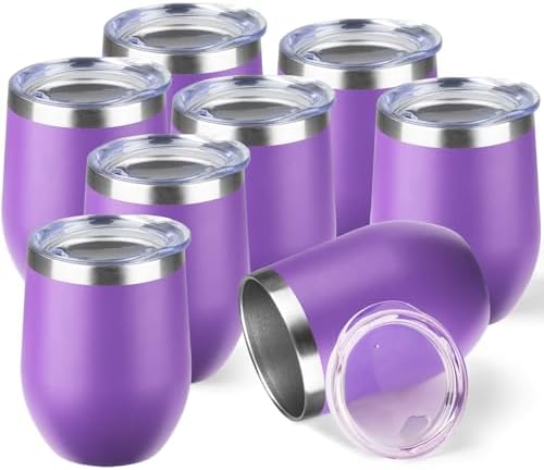 StarSpeed 12oz/8 Pack Insulated Wine Tumbler with Lid,Purple by StarSpeed