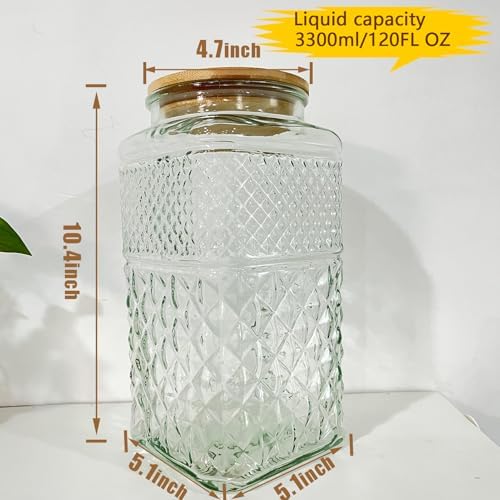 1 Gallon Large Glass Jar Airtight Lid Spoon Vintage Glass Storage Jars - Image 2