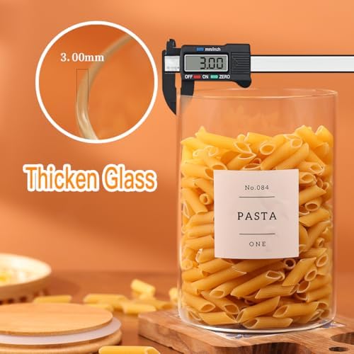 6-Pack Borosilicate Glass Storage Jars with Bamboo Lids + 132 Pre-Printed Pantry Labels Included, BPA-Free Thicken Airtight Containers for Flour, Sugar, Rice, Microwave & Freezer Safe(100OZ/54OZ/27OZ) - Image 4