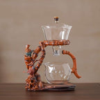 Zurucily Semi Automatic Teapot Set, Glass Teapot Set with Strainer Kungfu Tea Sets (bird-bamboo) by zurucily