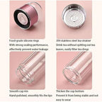 Glass Infuser Tea Cup, 3-in-1 Design with Built-in Filter, Double Layer Insulated Tea Bottle with Lid, Portable Loose Leaf Tea Steeper for Home Travel Office Use - Image 4