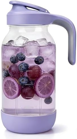 Sursip 64oz (2 Quart) Glass Mason Jar Pitcher with Lid and Handle by Sursip%C2%AE