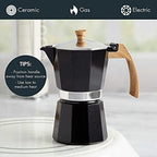 Primula Aluminum Stove Top Espresso Coffee Maker, Percolator Coffee Pot for Moka, Cuban Coffee, Cappuccino, Latte and more, Perfect for Camping, 6 Cup, Black - Image 5