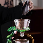 Glass Teapot with Infuser Chinese Gongfu Tea Set,6 cups,Magnetic Semi Automatic Design for Loose Leaf Tea - Image 5