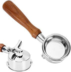 DIBTSA 58mm Portafilter Compatible with Gaggia, Double Spouts 2 Ears, with 304 Stainless Steel Reusable Filter Basket and Wood Handle, Espresso Machine Replacement Parts by DIBTSA