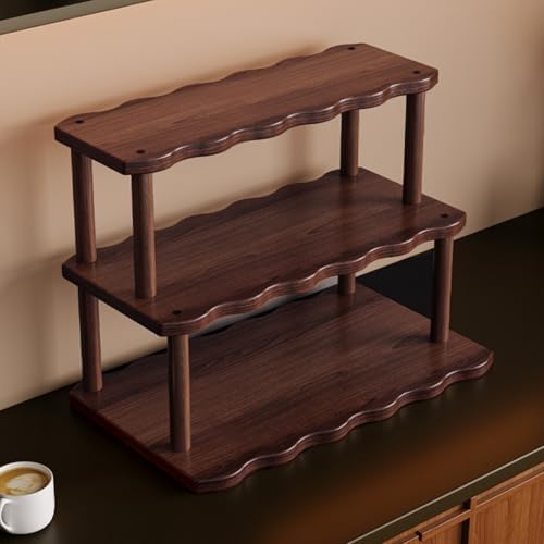 Wooden Mug Holder Countertop, 2-Tier Coffee Cup Holder Mug Display Coffee Mug Organizer Mug Rack for Coffee Station Organizer Mug Shelf for Cabinet for Kitchen, Home,2Tier_40cm - Image 3