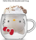 JoyJolt Hello Kitty 3D Coffee Mug, 13.5 oz Double Wall Glass Cup with 3D Design, Insulated Cute Mug for Tea, Latte, or Iced Coffee, Kawaii Sanrio Cup, Hello Kitty Kitchen Stuff - Image 6