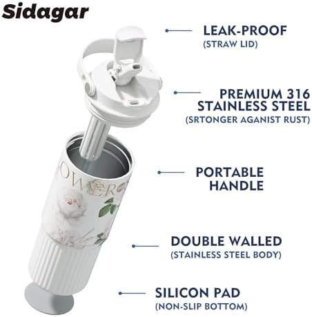 26 oz Insulated Stainless Steel Tumbler with Straw & Handle White - Image 4