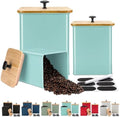 Kitchen Canisters Set of 3, Metal Flour Sugar Storage Containers with Airtight Lids-Canisters Sets for Kitchen with Customizable Chalkboard Labels & Marker Pen-Spice, Coffee Storage Jars(Blue) by Unknown