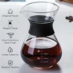 2PCS Pour Over Coffee Maker with Stainless Steel Filter, Glass Coffee Maker Drip Pot with 100pcs Filter Paper, Reusable Glass Coffee Pot Manual Coffee Dripper Brewer for Cafetera, Coffee (2PCS 600 ml) - Image 7