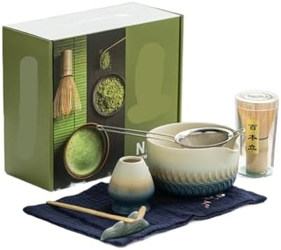 8Pcs Matcha Set Kit With Glazed Bowl & Bamboo Whisk Tea(8Pcs-blue) by Unknown