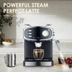 20 Bar Espresso Machine for Home, Compact Espresso Maker with Milk Frother Steam Wand, Pressure Gauge & 54oz Water Tank, Fast Brewing for Cappuccino, Latte, Black - Image 3