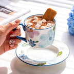 KAMMAK Coffee Cups and Saucers Set of 2, 8.5oz Ceramic Tea Cup with Saucer - Image 3
