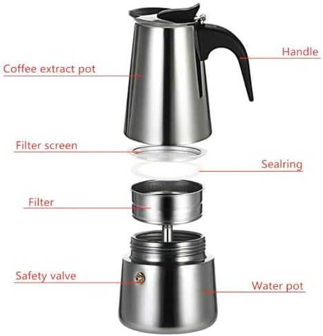 Espresso Stovetop Coffee Maker Stainless Steel Coffee Pot Italian Coffee Machine Maker Stove Top Coffee Maker Moka Pot with Coffee Percolator Design for Camping or Home Use (300ml) - Image 6
