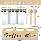 3PCS 54oz Wood Glass Coffee Bean Storage Container with Shelf - Image 2