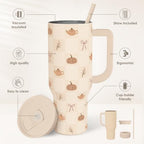 Fall Pumpkin Stainless Steel Slider Tumbler with Handle 40 Ounces with Lid, Travel Cup, Insulated Bottles for Girls Women - Image 2