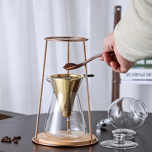 Cold Brew Coffee Maker Stainless Steel and Borosilicate Glass 400ML Slow Drop Technology with Adjustable Flow Rate 2-4 Cups of Iced Coffee Preparation - Image 3