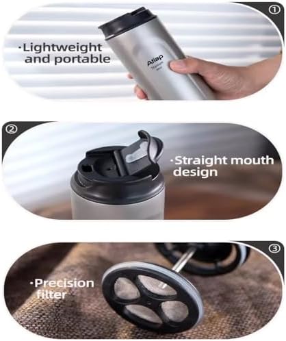 Titanium Water Bottle French Press Pot Milk Frother Coffee Cups Double Layer Thermal Insulation (lce flower) - Image 6