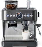 Chefman Crema Deluxe Espresso Machine with Double Boiler, Use Milk Frother and Brew Espresso Simultaneously, Professional Coffee Maker with Coffee Grinder and Steam Wand, 30 Grind Settings by Chefman