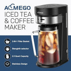 AEMEGO Iced Tea Maker, Brewing System with 2.5-quart Glass Pitcher, sliding strength selector, Stainless Steel Decoration, Reusable Filter (Black) - Image 2