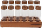 Coffee Bean Storage Tubes with Walnut Wood Stand – Glass Cellar Display for Kitchen & Café (2 Rows 12 Holes) by Unknown