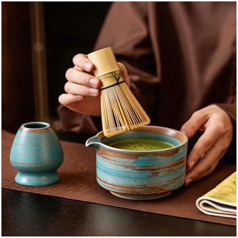8PCS Matcha Set With Ceramic Bowl Whisk Teaspoon Tea Sets Tea-making Tools Accessories(Sky Cyan) - Image 4