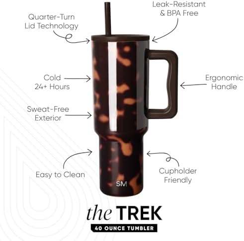 Simple Modern Tumbler with Handle and Straw | 40oz | Tortoise - Image 2