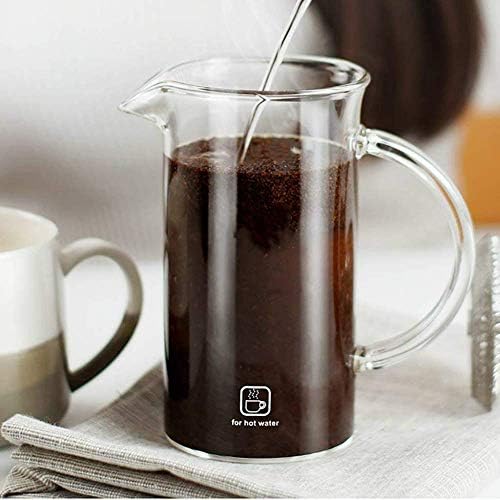 zaizai French Press Coffee Makers Olive Wood Coffee Maker Glass Pressure Pot 350 / 600ml teapot (Size: 600ml) - Image 4
