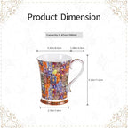 KAMMAK Bone China Coffee Mugs, 9.4oz Floral Tea Cups with Handle, Set of 2 - Image 2