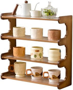 Wooden Mug Display Holder, Bamboo Wood Coffee Mug Organizer Countertop, Counter Shelf for Tea Coffee Bar Accessories, Matcha Stand, Kitchen Condiment Storage Rack,4tier,20.28IN by Unknown