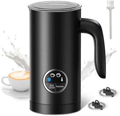 Milk Frother, Airyoyo 4-in-1 Milk Frother with Stand, Electric Milk Frother and Steamer Hot& Cold Foam Temperature Control, Auto Shut-Off Frother for Coffee Latte by Createadreamkitchen